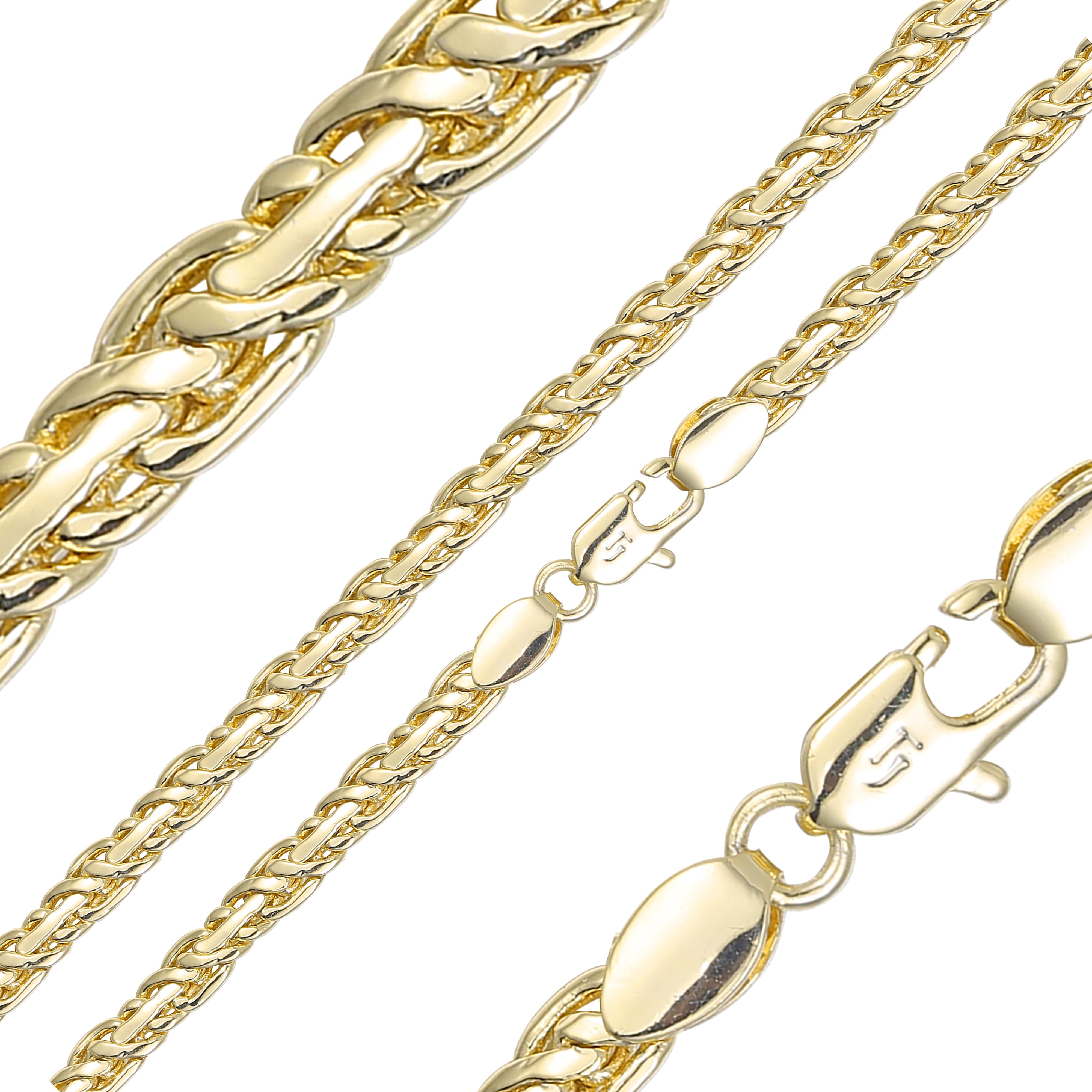 {Personalizar} Cadenas Spiga chapadas en oro de 14 quilates