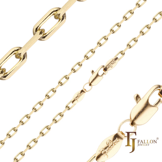 Classic paperclip link chains plated in 14K Gold, Rose Gold
