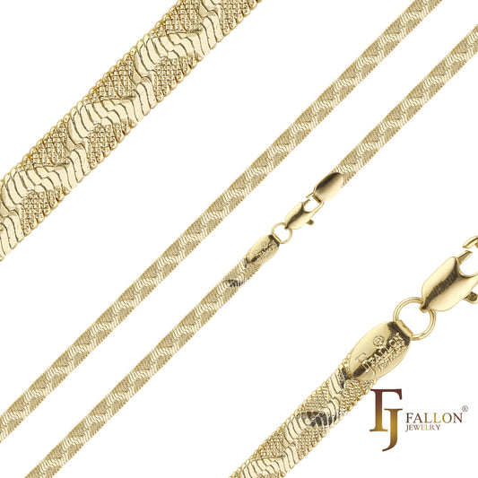 {Customize} Flat Snake chains plated in 14K Gold, Rose Gold, two tone