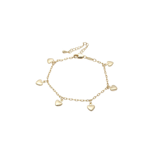 Heart fancy link bracelets plated in 14K Gold