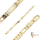 Figaro link Men's ID bracelets plated in 14K Gold colors