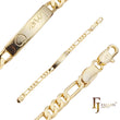 Pulseiras ID masculinas Figaro link com amor e coração banhadas a ouro 14K