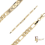 Figaro link Men's ID bracelets plated in 14K Gold colors