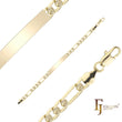 Figaro link ripple hammered 14K Gold engraveable Men's ID bracelets