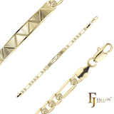 Pulseiras ID masculinas Figaro link banhadas em ouro 14K