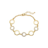 Paved white CZ 14K Gold circle fancy link bracelets