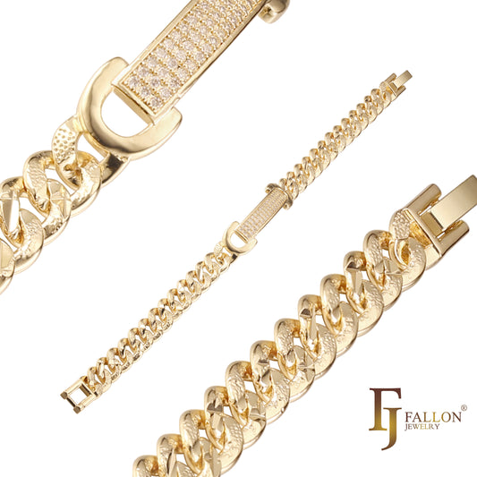 Men's ID Cuban link bracelets plated in 14K Gold, Rose Gold colors