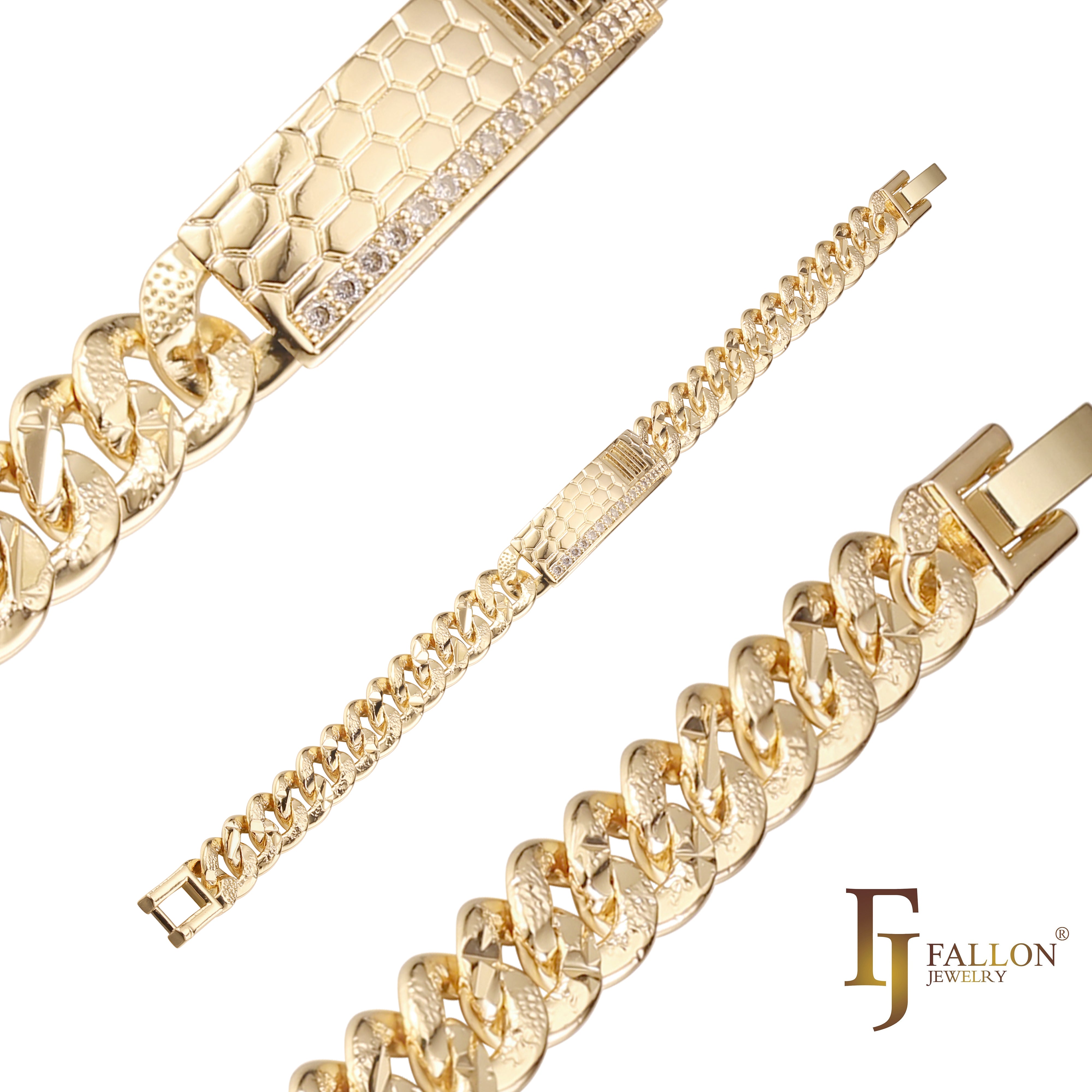 Cuban link Men's ID bracelets plated in 14K Gold, Rose Gold colors