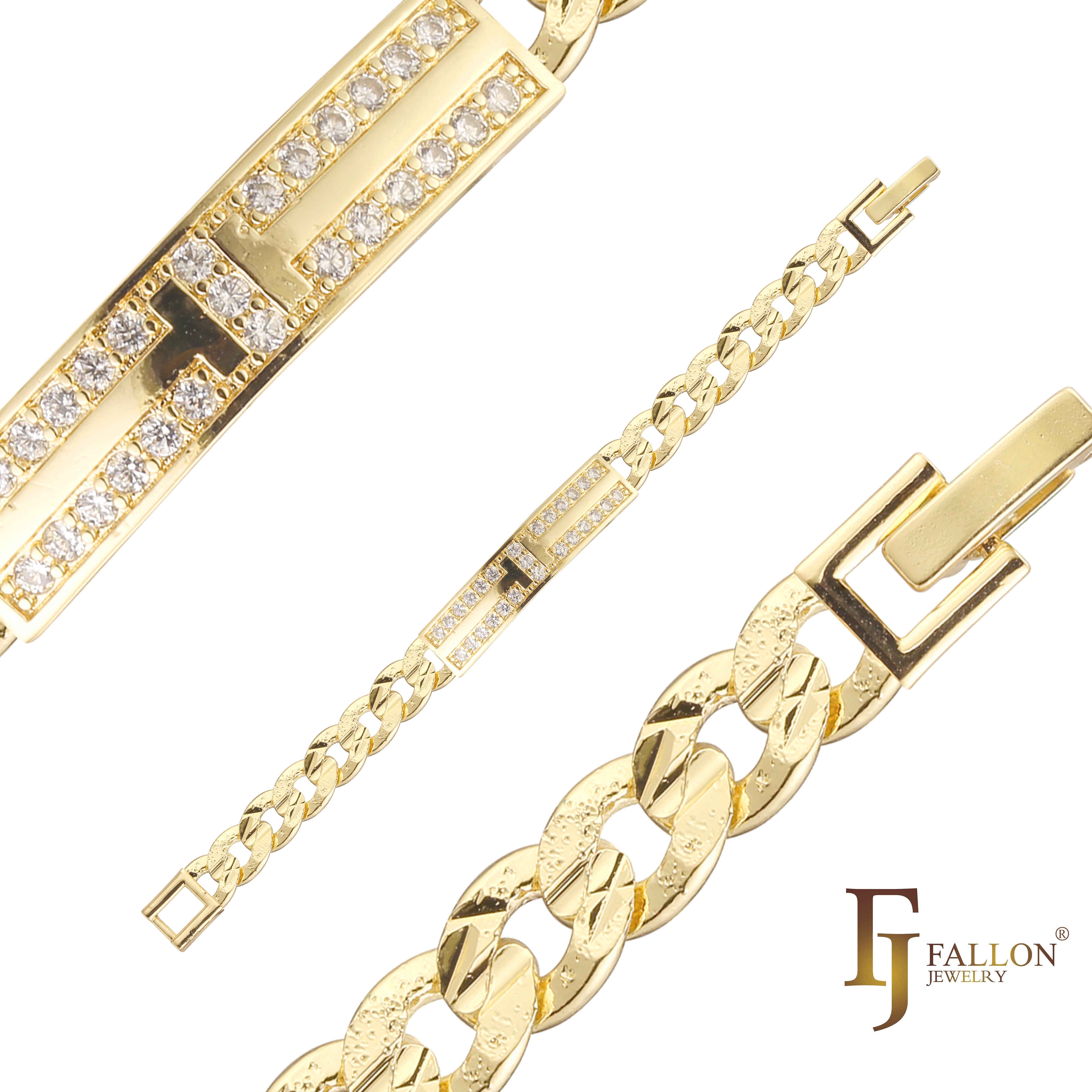 Pulseiras masculinas Miami Cuban Link banhadas a ouro 14K, cores ouro rosa