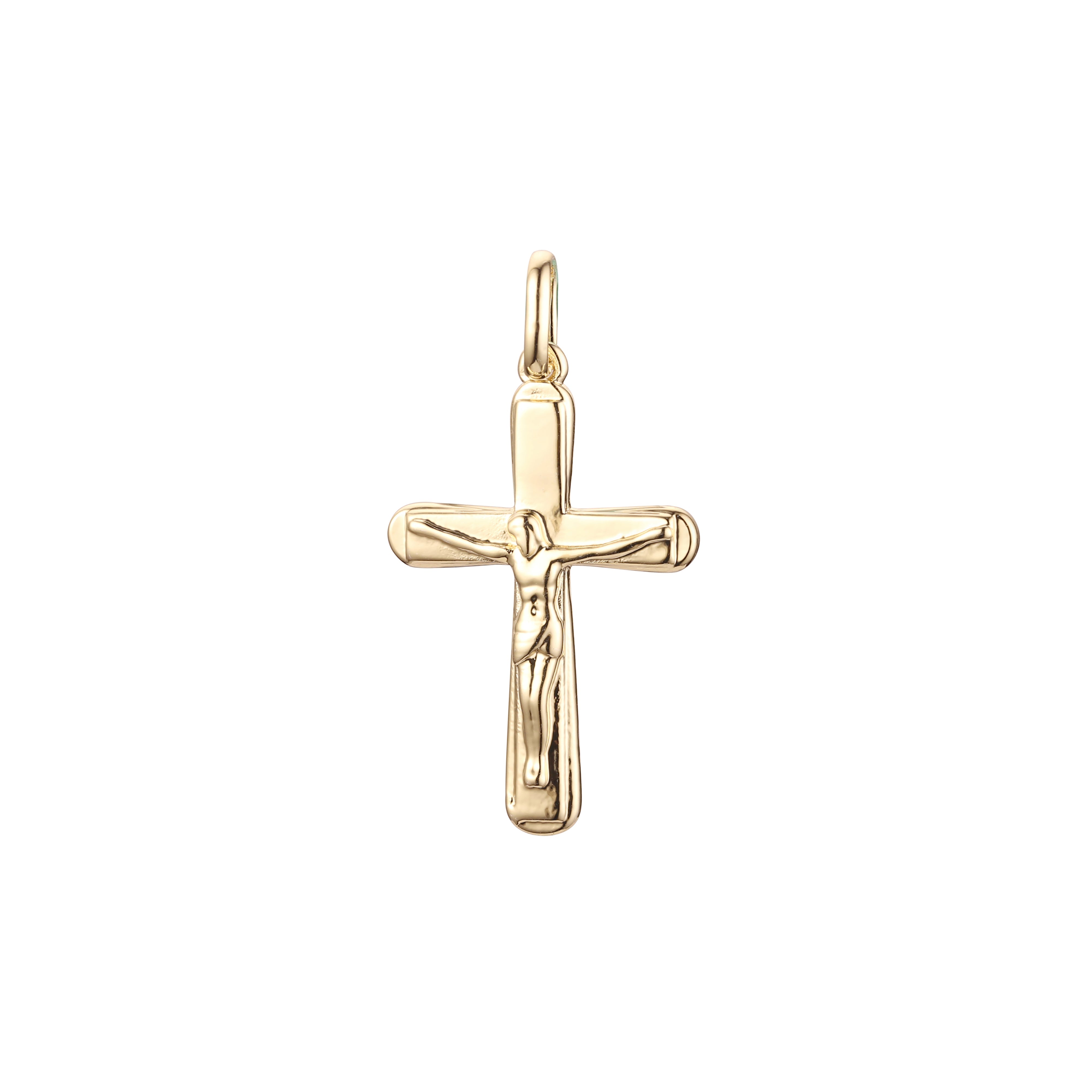 Colgante cruz católica latina en Oro Rosa, baño de Oro 14K colores