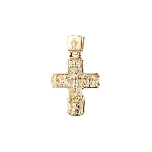 Colgante cruz católica latina en Oro Rosa, baño de Oro 14K colores