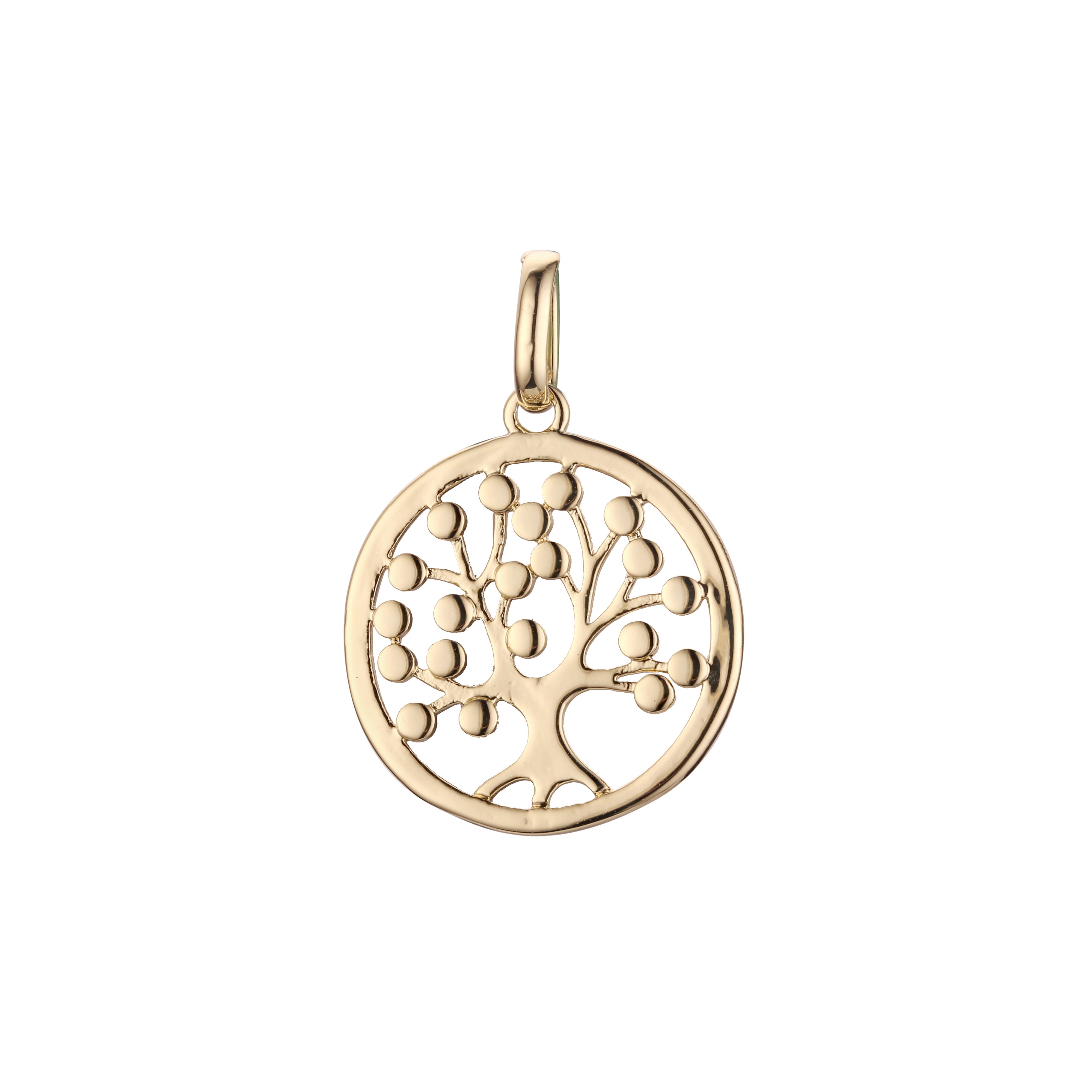 Colgante círculo árbol con frutas en Oro Rosa bicolor, baño de Oro 14K colores