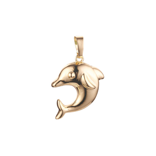Симпатичный кулон в виде дельфина из Красное золото 585 пробы с покрытием из Жёлтое золото 585 пробы