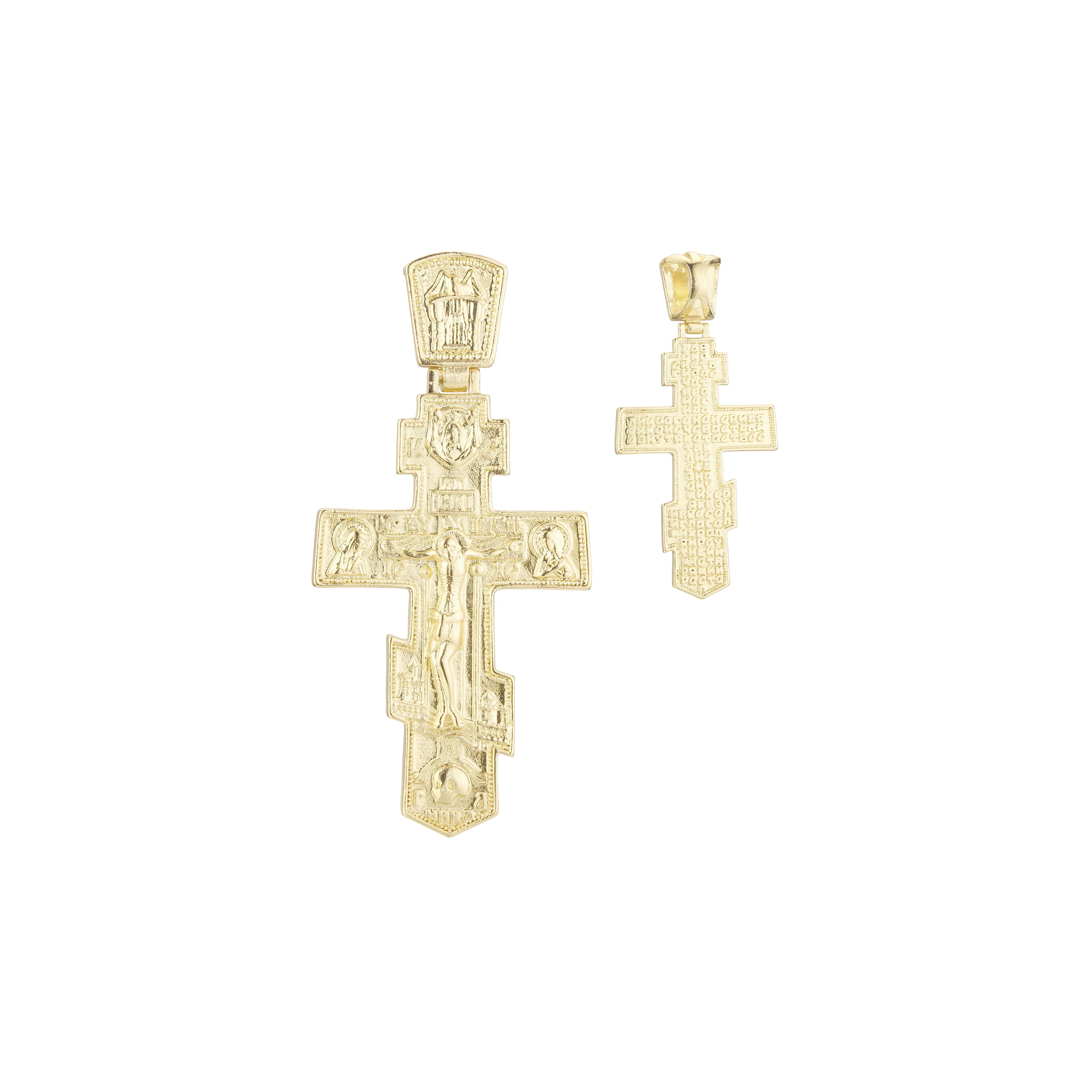 Russian orthodox cross pendant in Rose Gold, 14K Gold plating colors