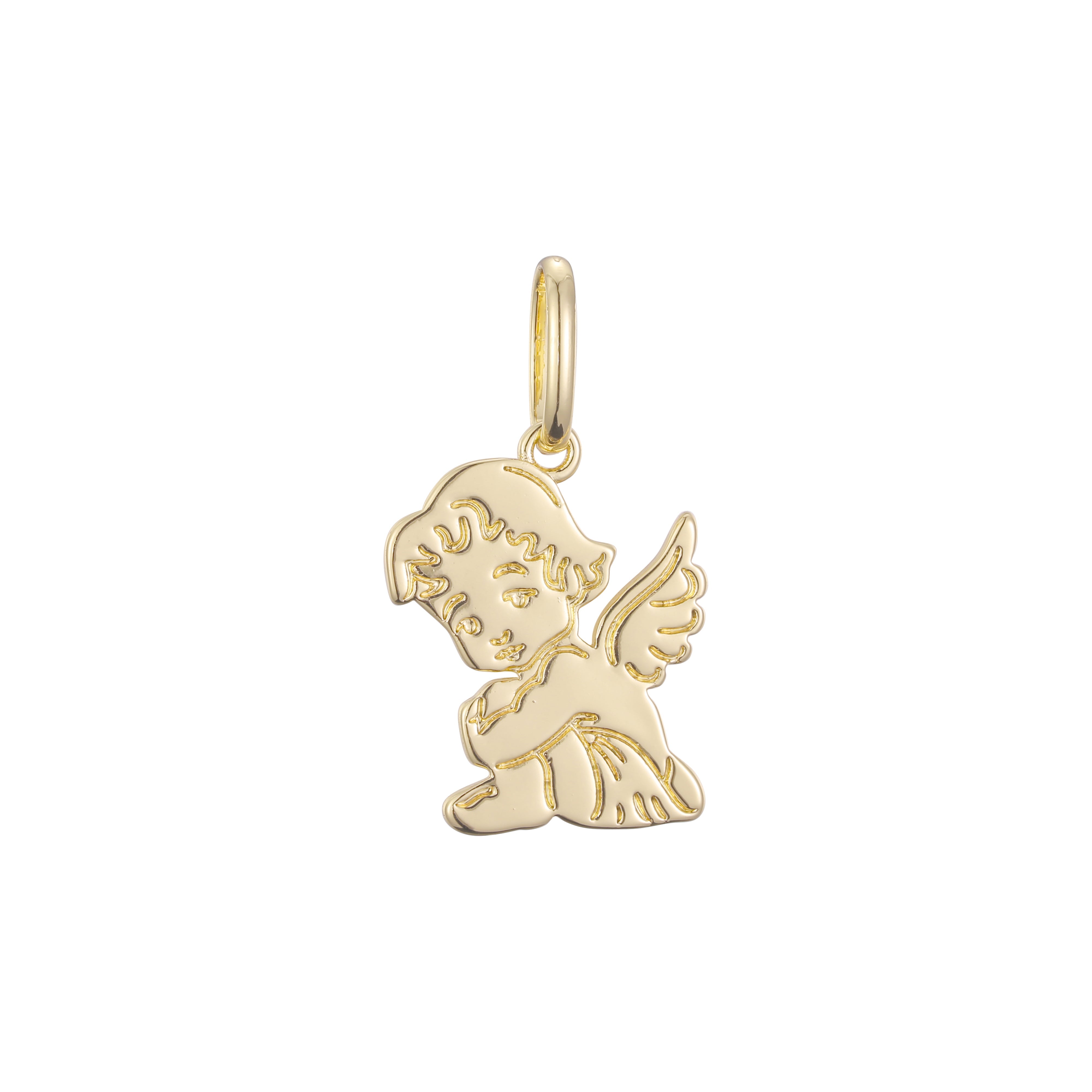 Colgante Ángel Cupido en Oro Rosa, baño de Oro 14K colores