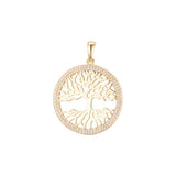 Halo elegant life tree and root pendant 14K Gold, Rose Gold, White Gold plating colors