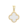 Lucky Clover branco ou preto em ouro rosa, pingente de ouro 14K