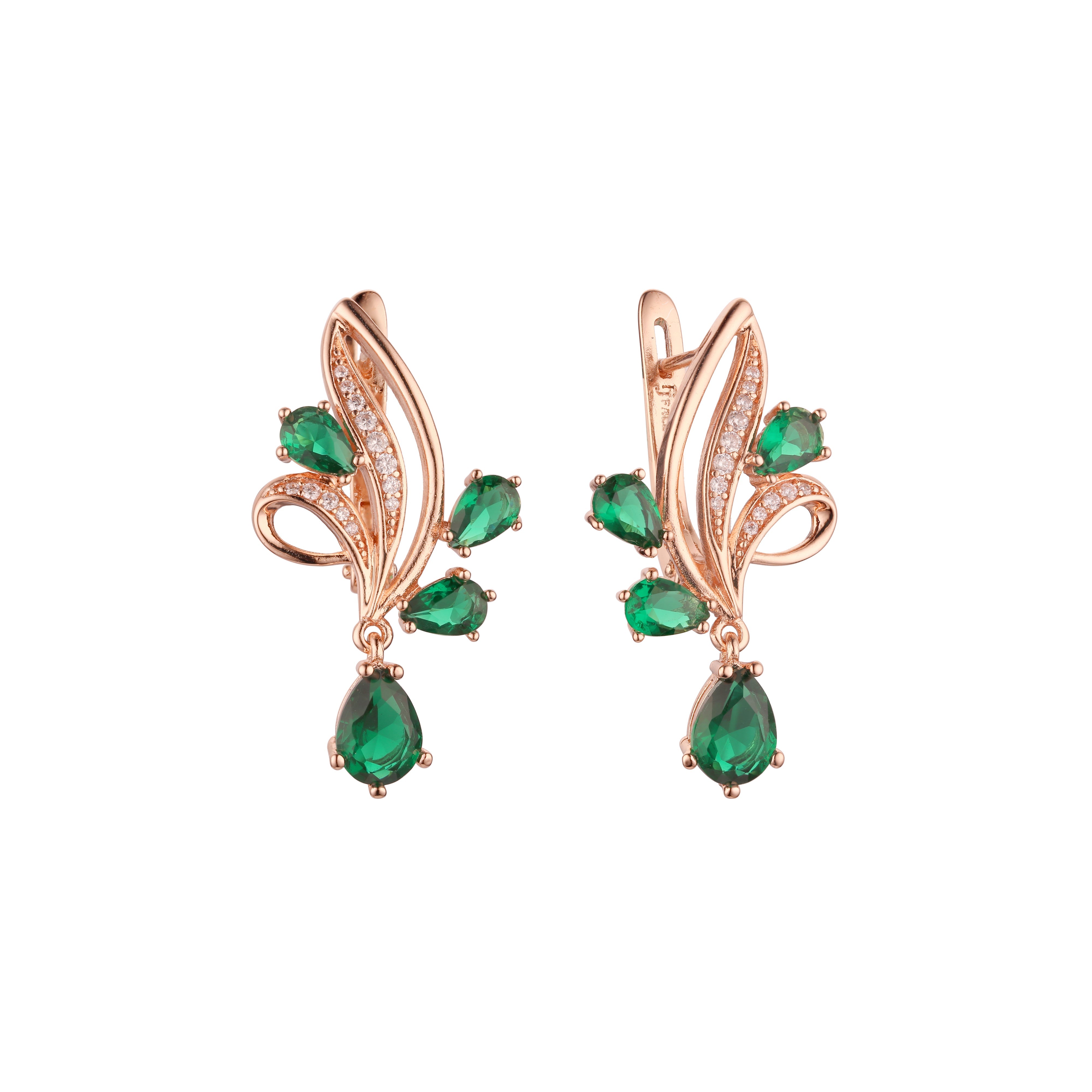 Luxurious cluster flower shape earrings in 14K Gold, Rose Gold, two tone plating colors