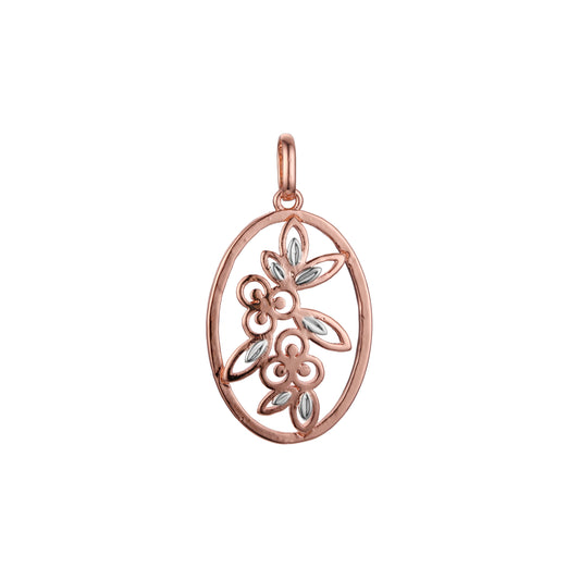 Life oval leaves pendant in Rose Gold two tone, 14K Gold plating colors