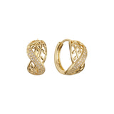 Leaves cluster huggie earrings in 14K Gold, Rose Gold plating colors