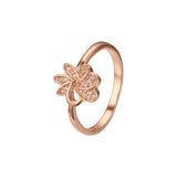 Anillos de flores pavé de Flora chapados en oro rosa.