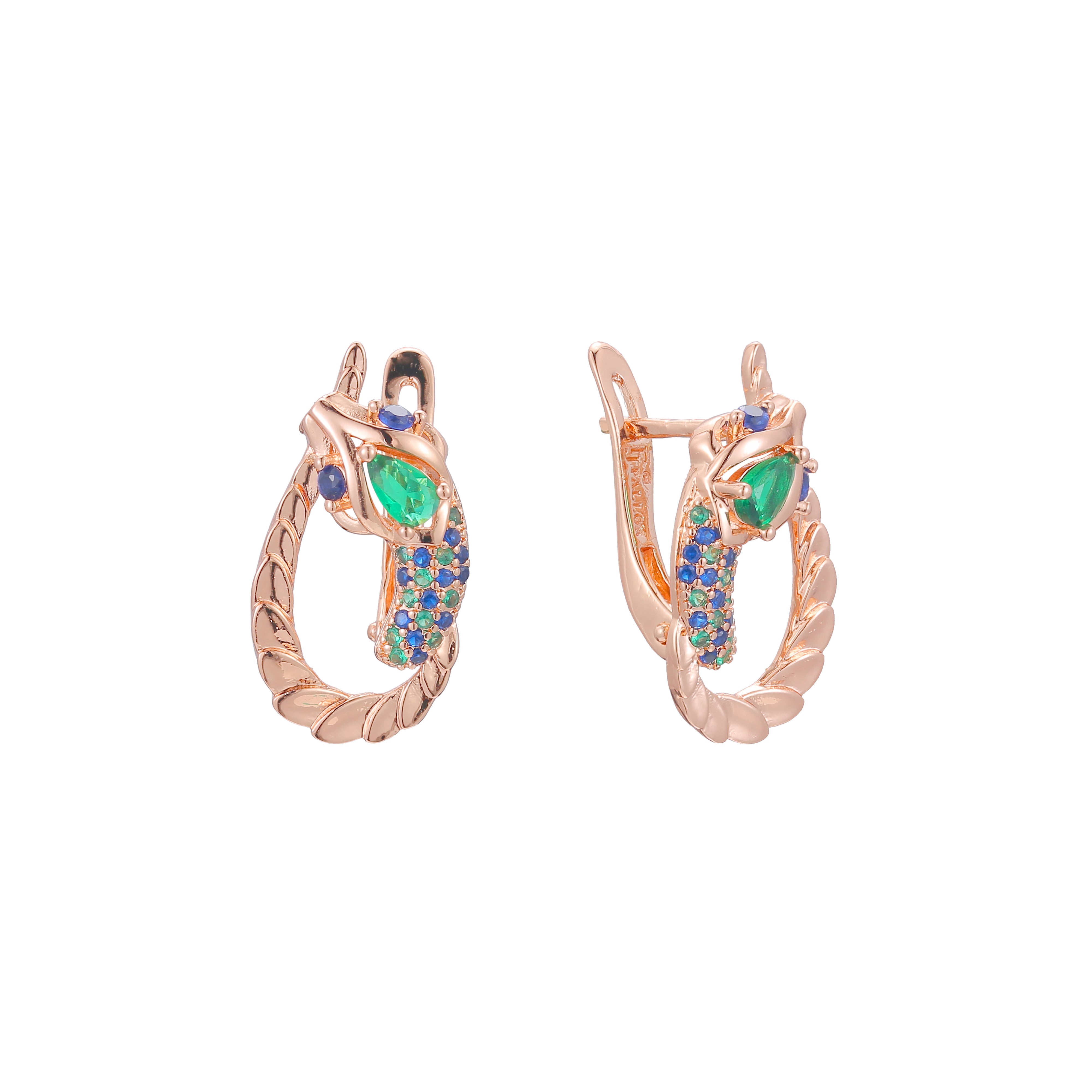 Aretes de racimo de serpiente en Oro 14K, oro rosa, baño de dos tonos