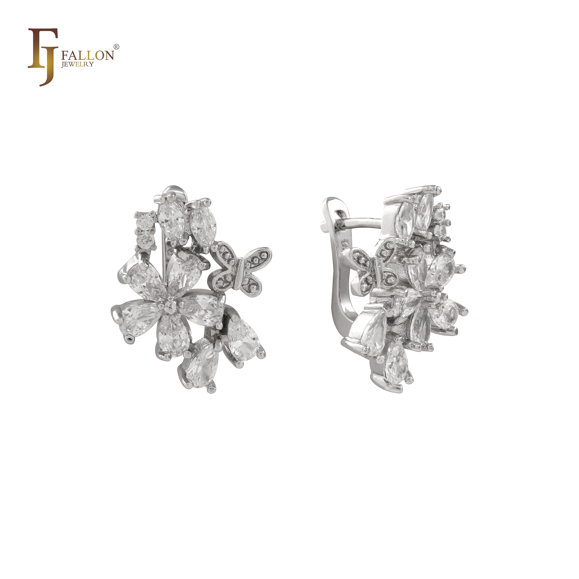 Flora Flowers cluster CZs 14K Gold, Rose Gold earrings