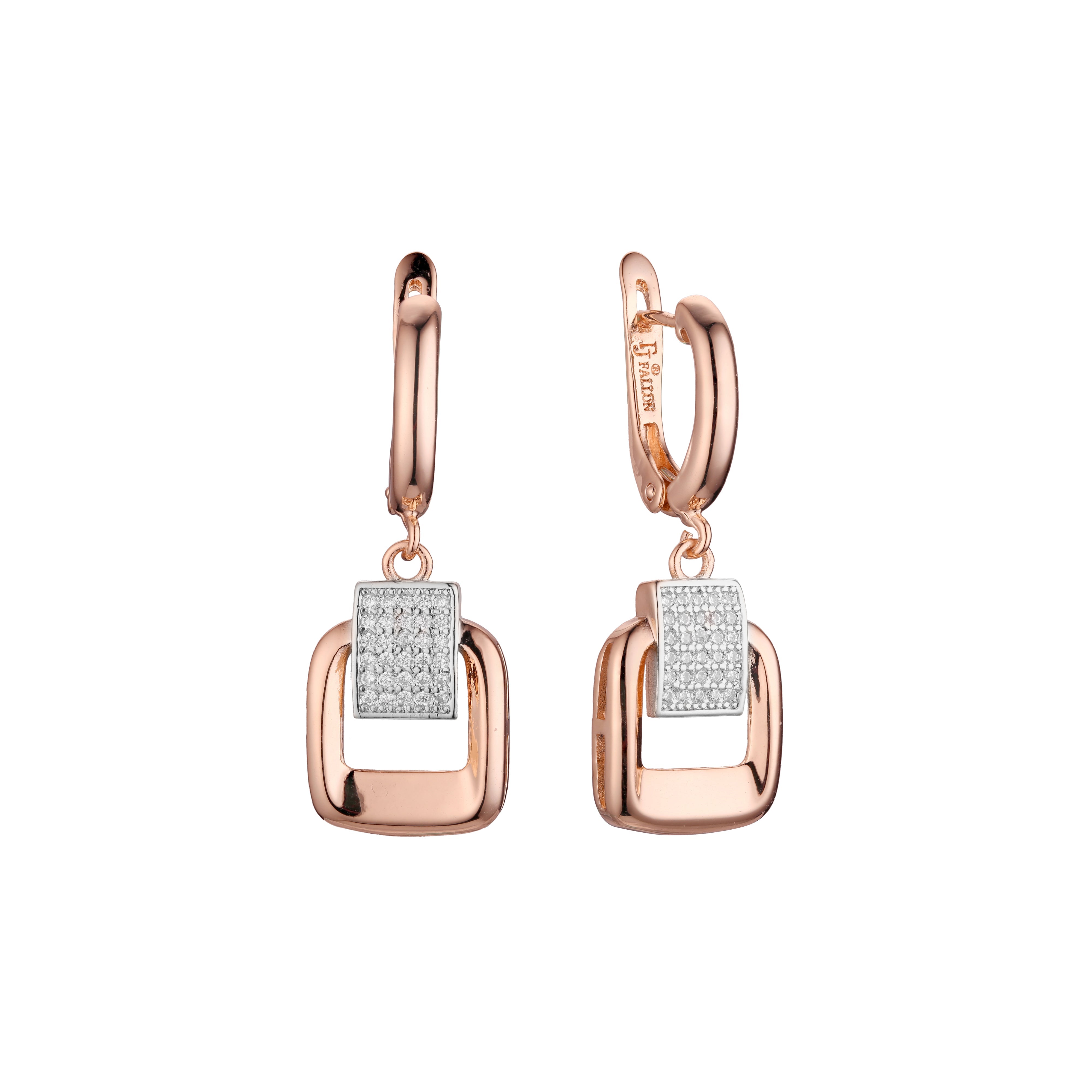 Brincos em ouro 14K, ouro rosa, duas cores de revestimento