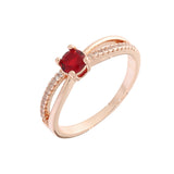 Solitaire red paved white cz Rose Gold, 14K Gold rings