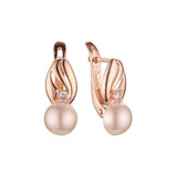 Pearl earrings in Rose Gold, two tone plating colors