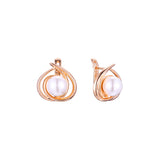 Pearl earrings in 14K Gold, Rose Gold, two tone plating colors