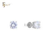 Solitaire Four claws colorful cz 14K Gold, Rose Gold, White Gold Stud earrings