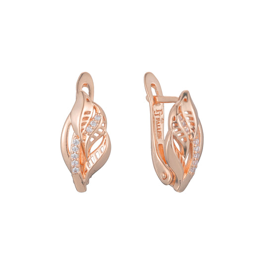 Brincos Leaves em ouro 14K, ouro rosa, duas cores de revestimento