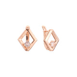 Aretes solitarios en Oro de 14K, Oro Rosa, baño de dos tonos