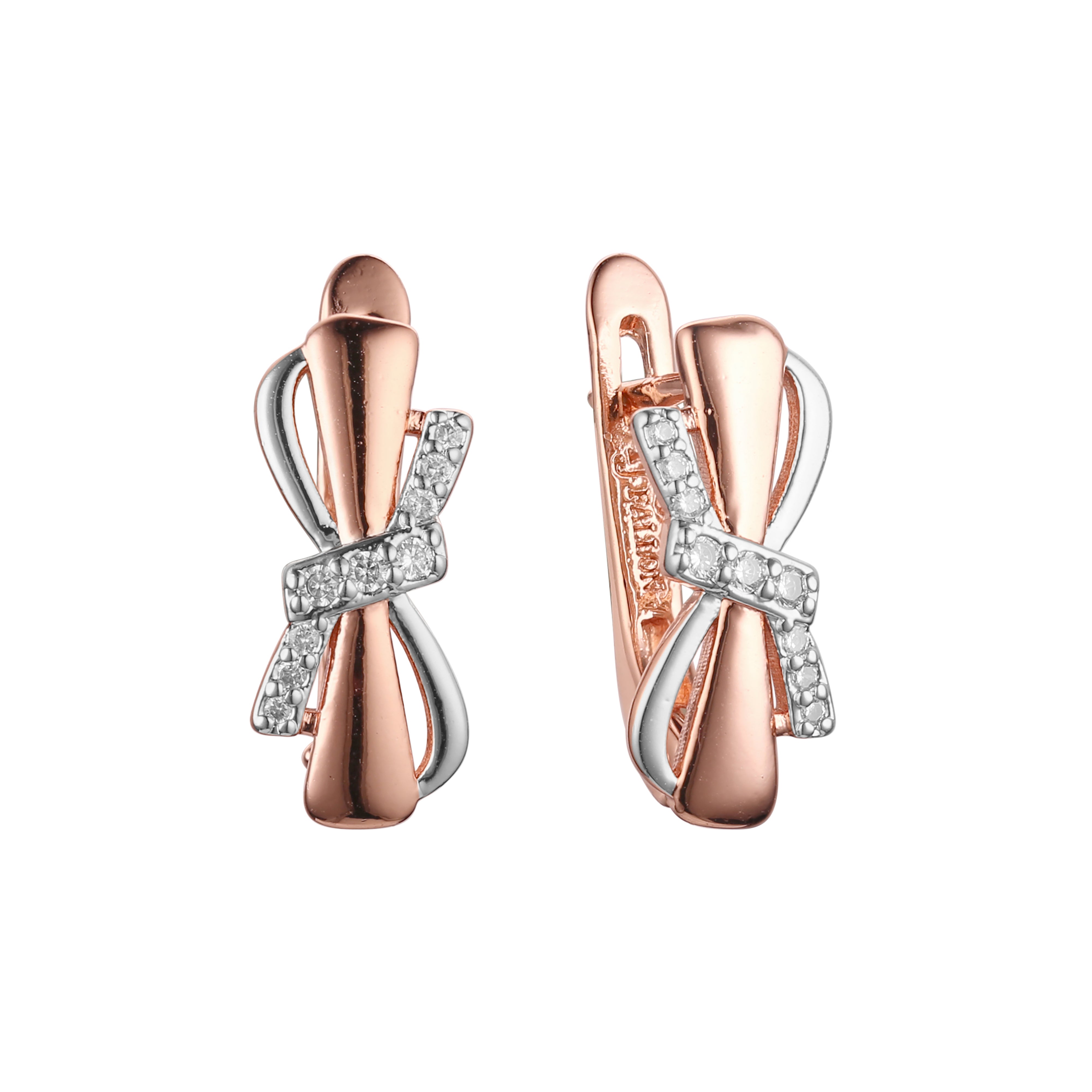 Ribbon cluster earrings in 14K Gold, Rose Gold, two tone plating colors