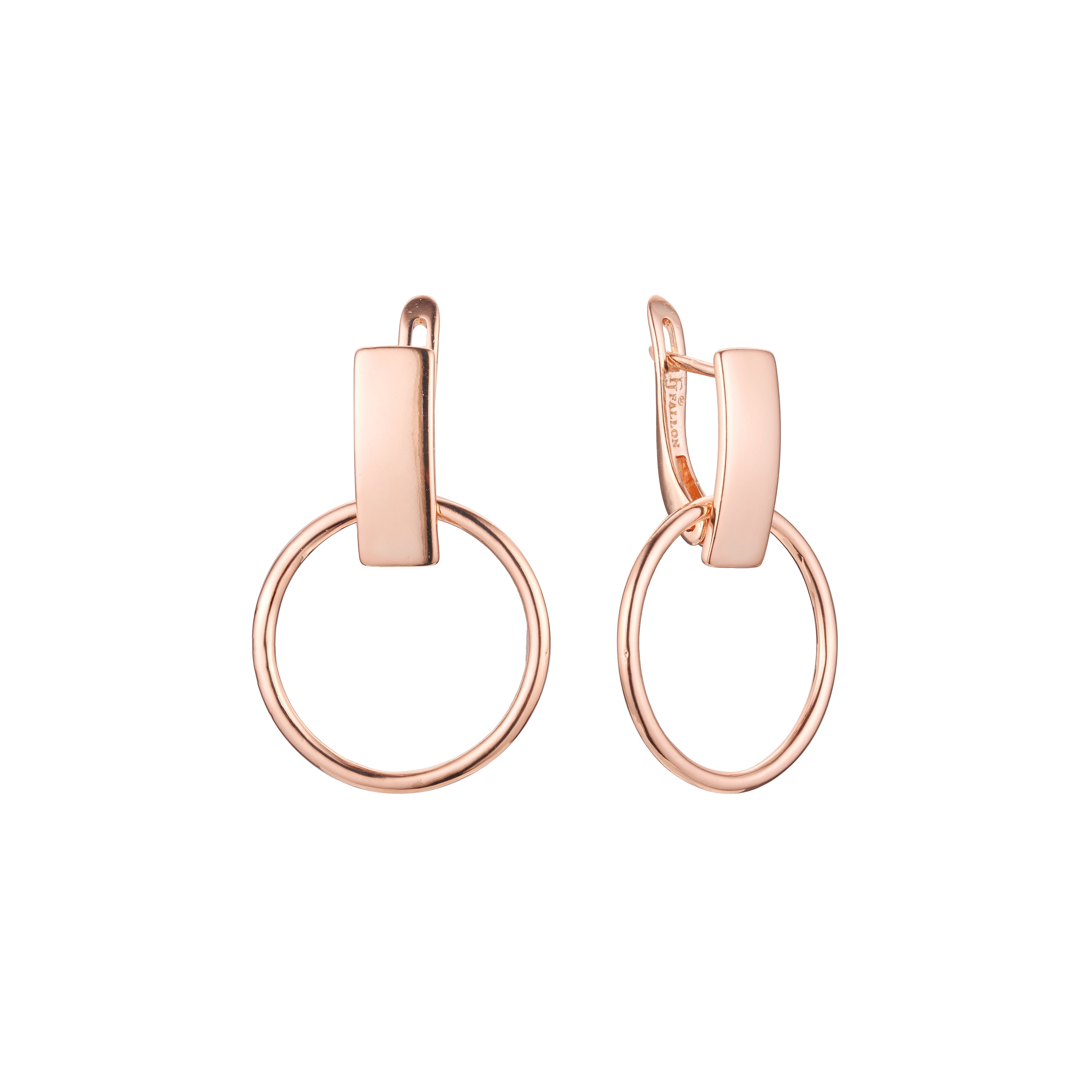 Aretes colgantes de alambre circular en Oro 14K, colores baño de oro rosa