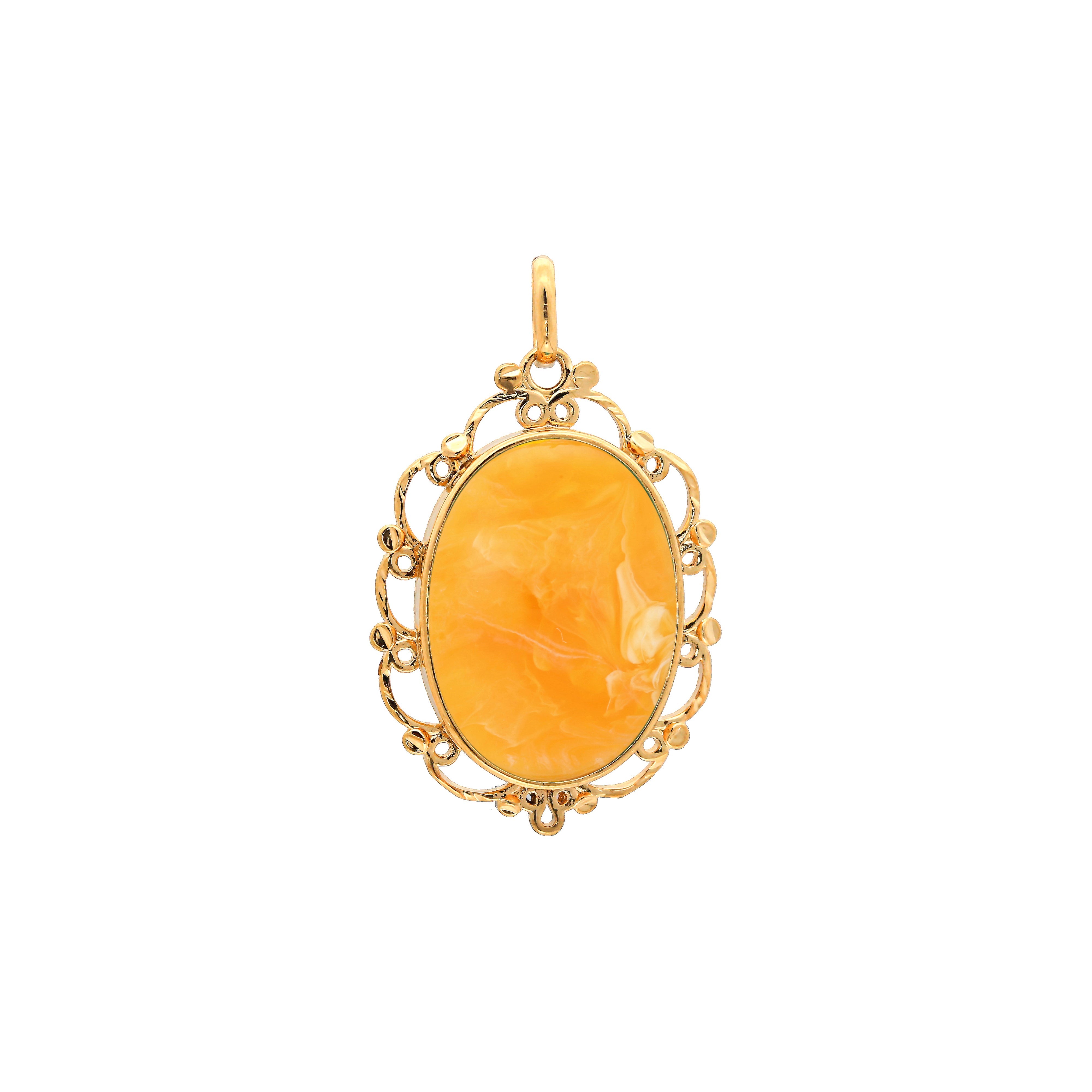 Cabochon colorful Onyx 18K Gold pendant