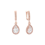 Aretes de halo de lágrima en Oro 14K, oro de 18 quilates, oro rosa, baño de colores