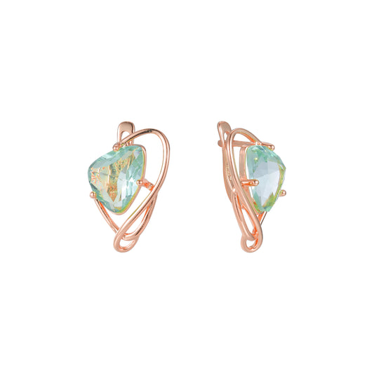 Pendientes Solitario en Oro de 14K, baño de Oro Rosa colores