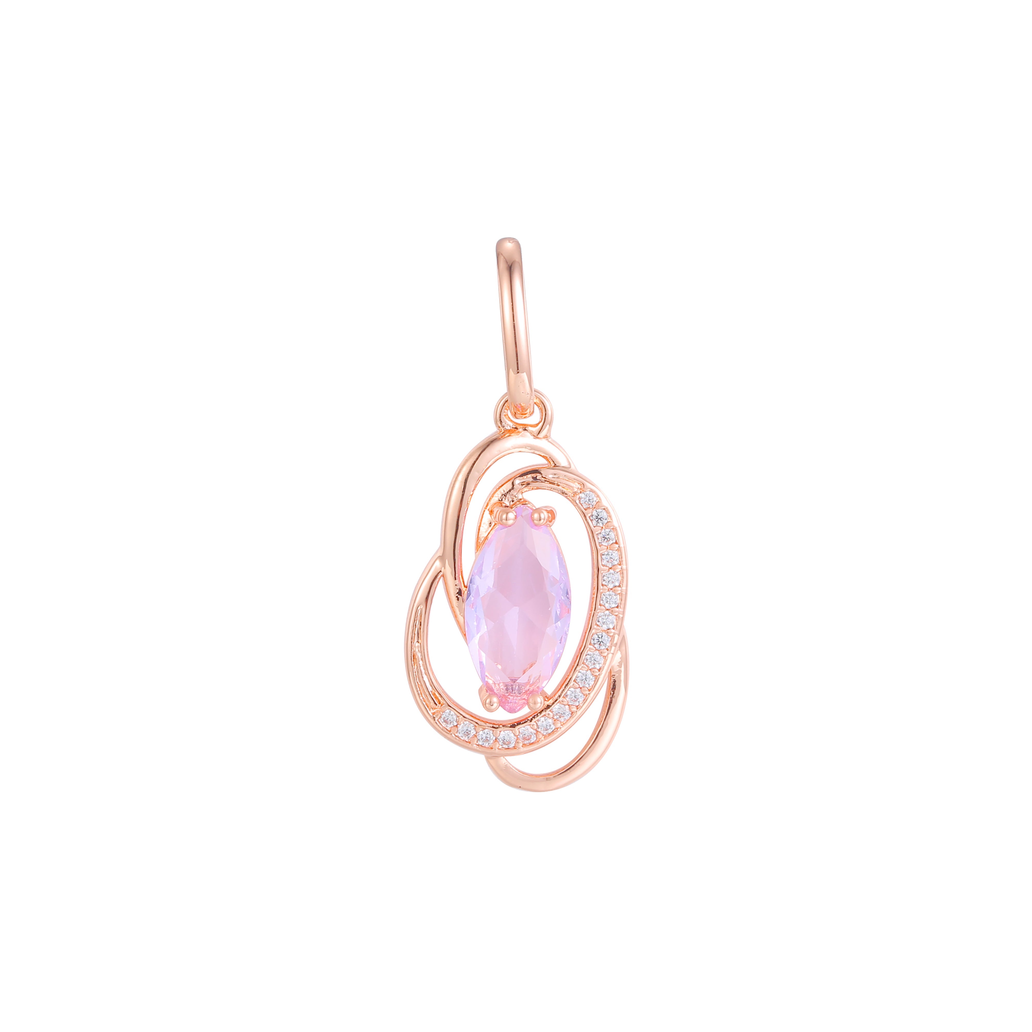 Solitaire pendant in Rose Gold two tone, 14K Gold plating colors