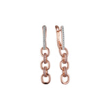 Aretes de eslabones de cadena en Oro 14K, oro rosa, baño de dos colores