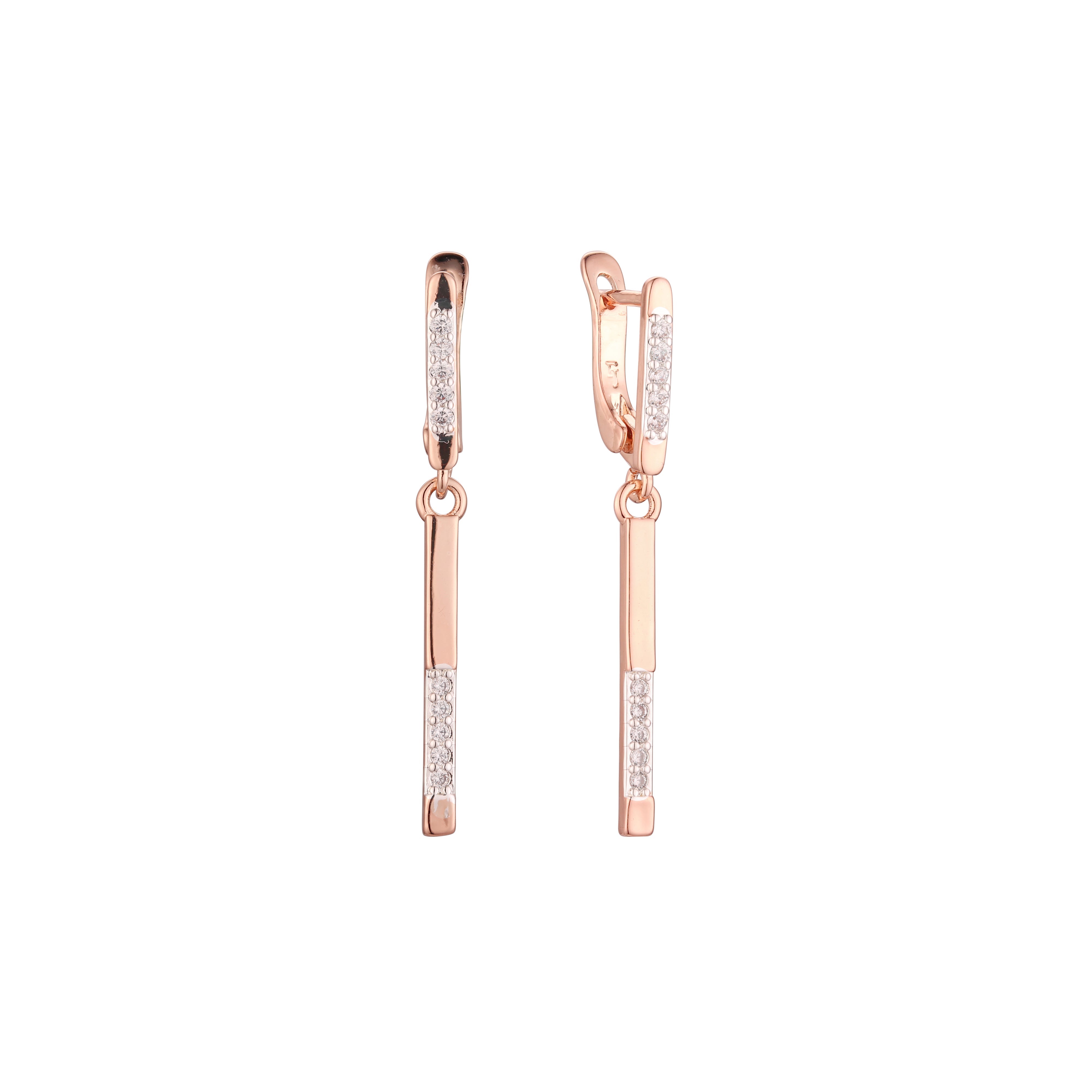 Aretes en Oro 14K, Oro Rosa, baño en dos tonos