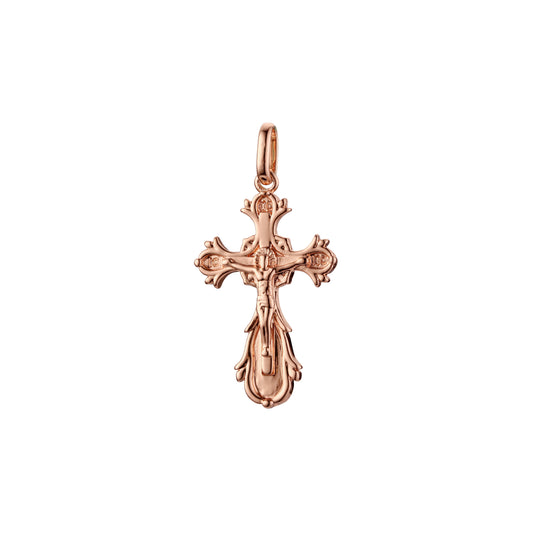 Colgante Cruz de Malta Católica en Oro Rosa bicolor, baño de Oro 14K colores