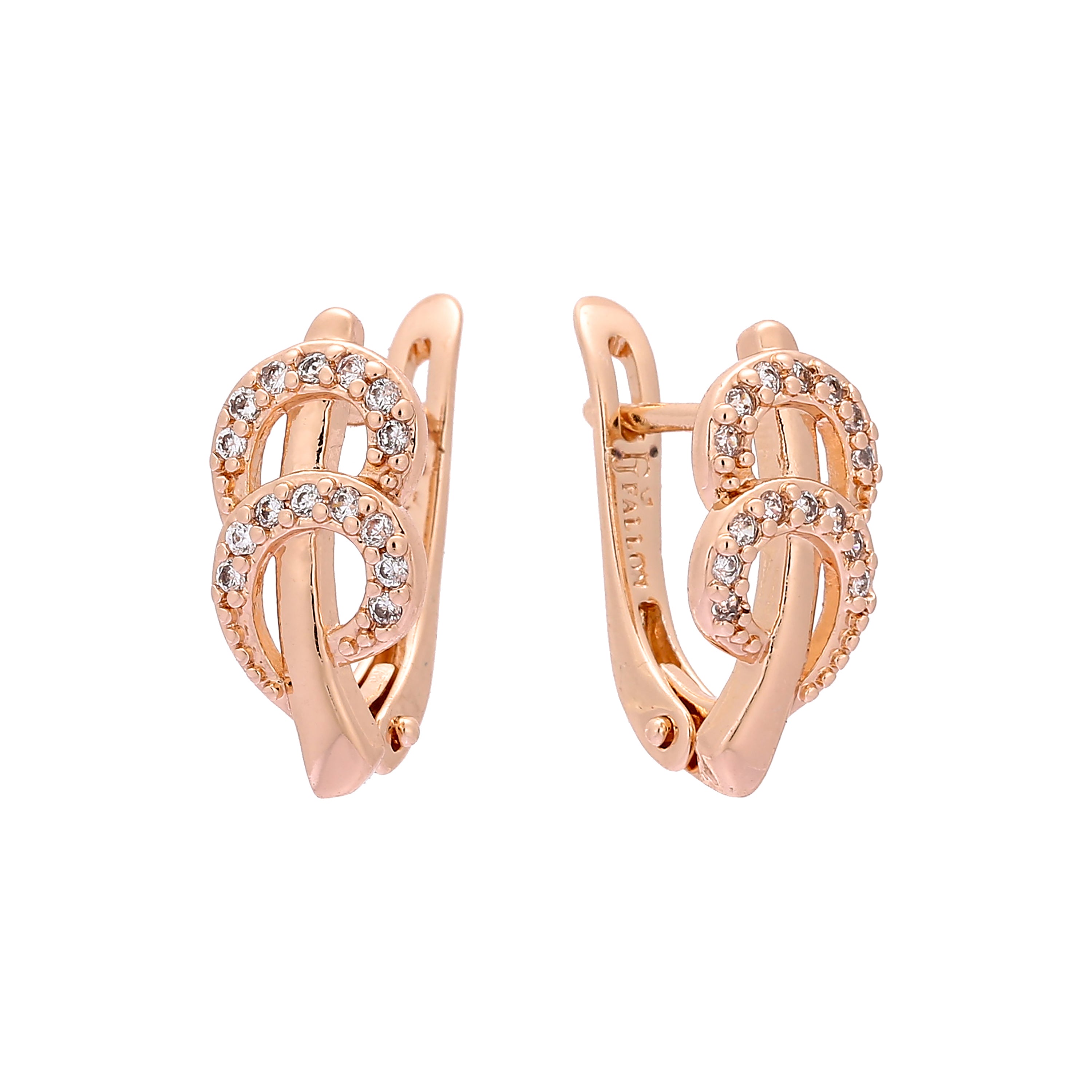 Paved white cz Rose Gold earrings