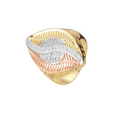 Anillos de filigrana pavimentada con circonita blanca de 14 quilates, oro rosa, dos tonos, tres tonos