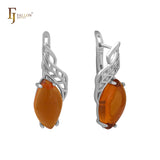 Marquise Amber Orange Red solitaire big CZ earrings