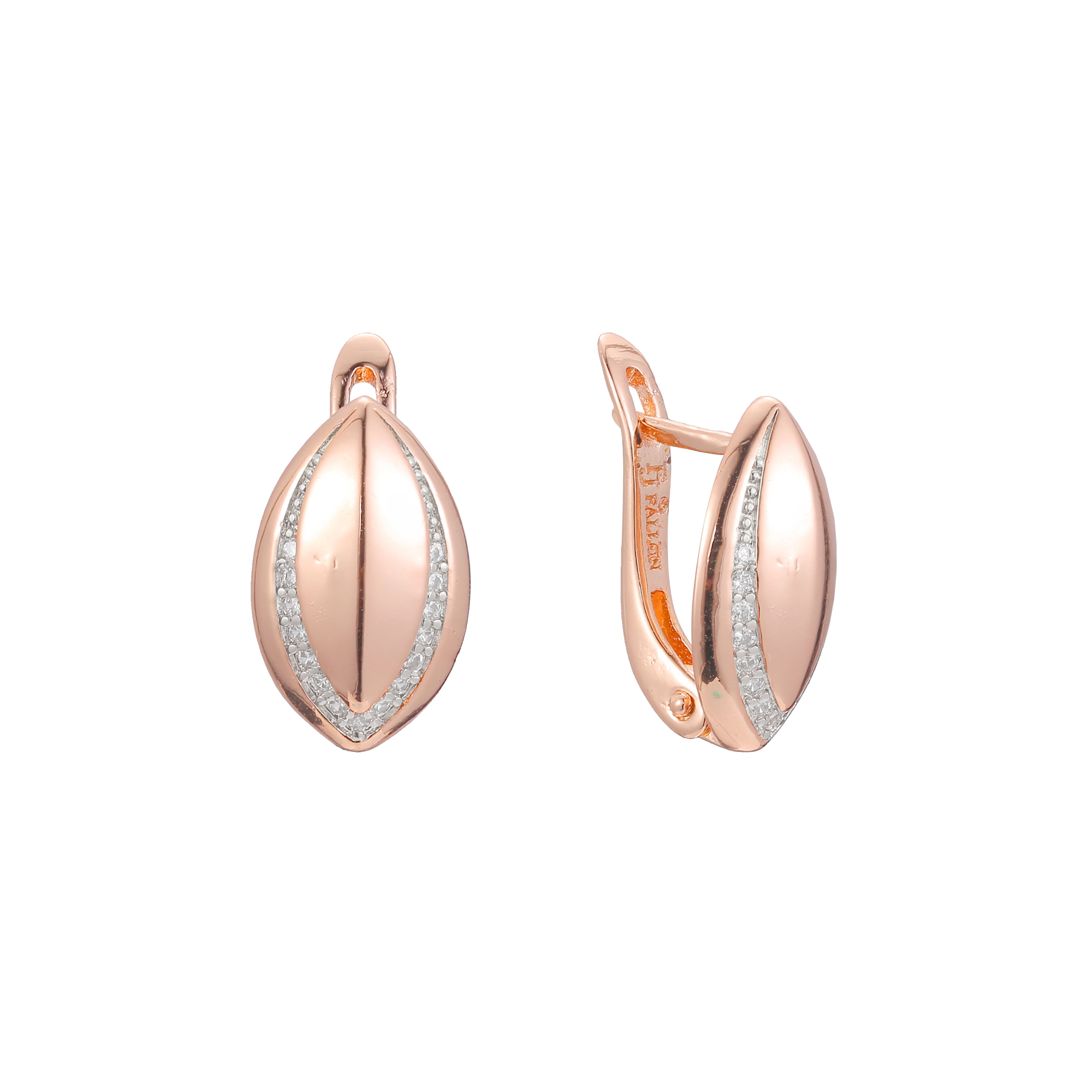 Aretes en Oro 14K, Oro Rosa, baño en dos tonos