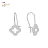 Clover shaped 14K Gold, White Gold, Rose Gold child wire hook earrings