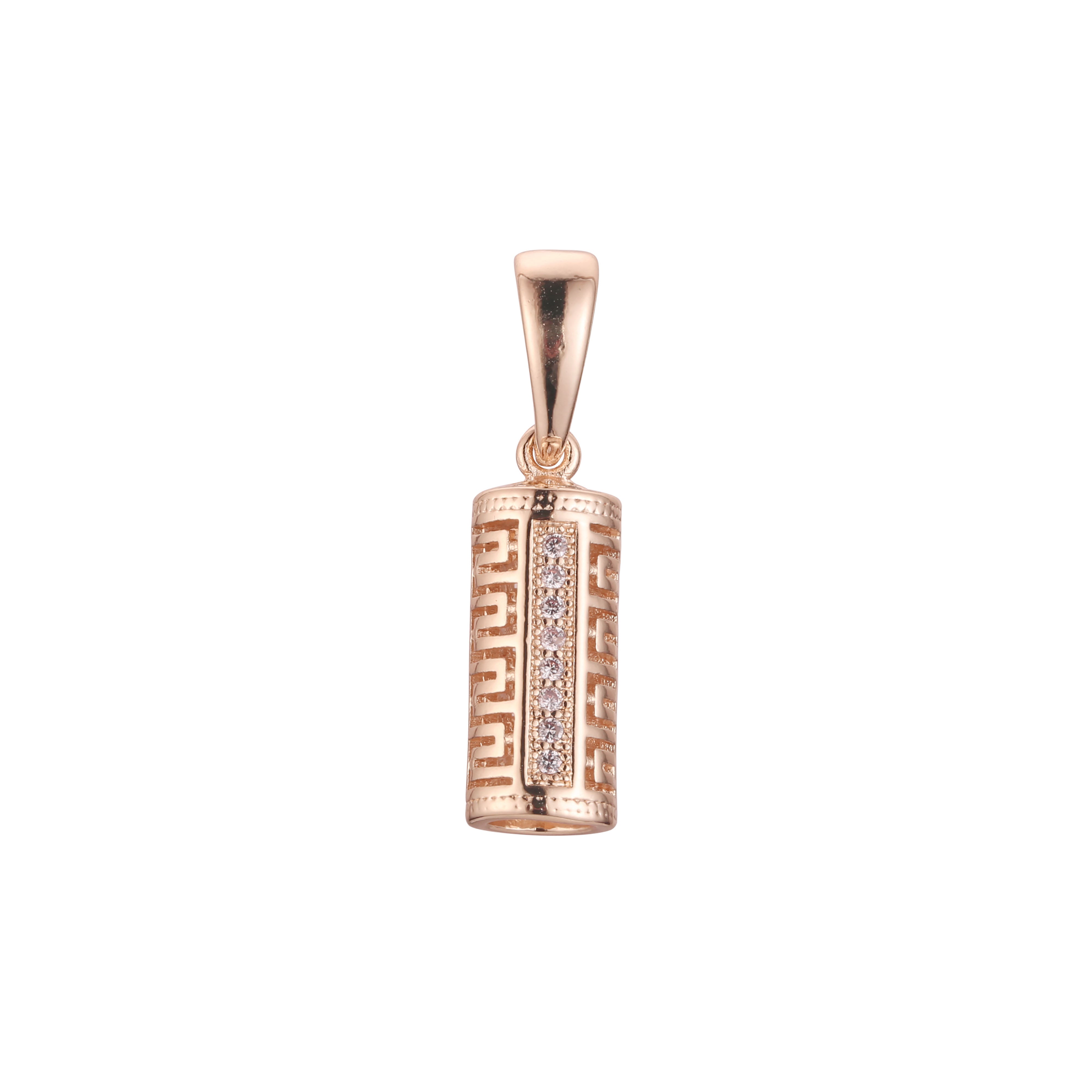 Greek key pendant in Rose Gold, 14K Gold plating colors