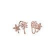 Brincos ear cuff com cachos de flores em ouro 14K, cores banhadas a ouro rosa